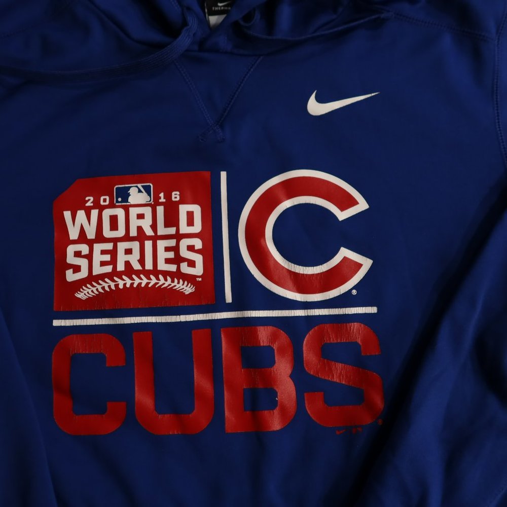 Nike Chicago Cubs 2016 World Series Champions Blue Hoodie Sweatshirt Mens L - Picture 3 of 7